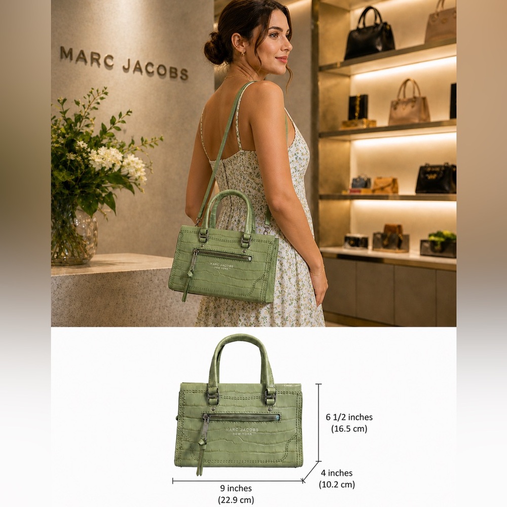 Marc Jacobs Mini Cruiser Leather Satchel - PEAR Color Croc Design NWT - Picture 17 of 17